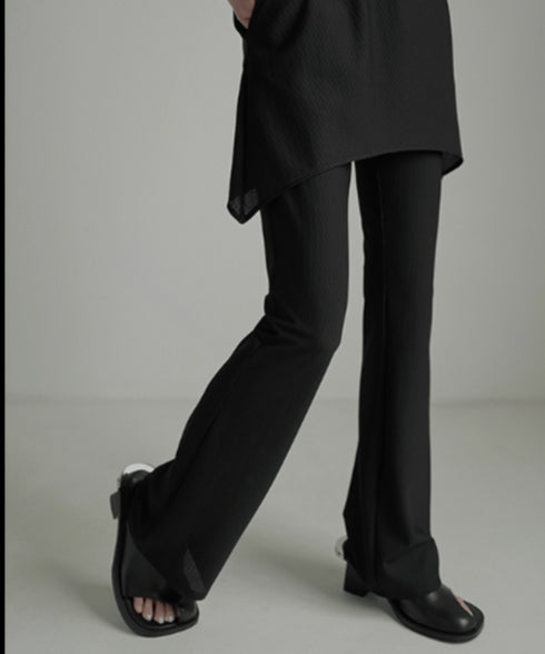 Asymmetric Skirted Flare Pants